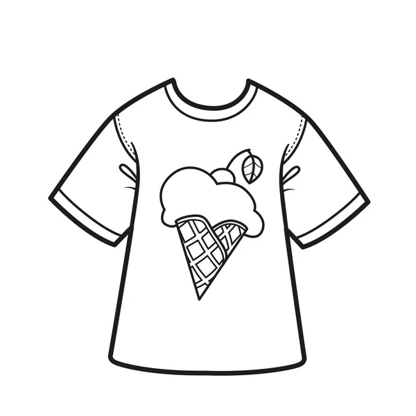 Impression Crème Glacée Sur Contour Shirt Pour Coloration Sur Fond — Image vectorielle