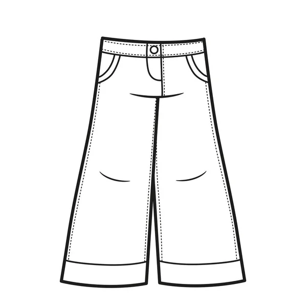 Ampia Sagoma Jeans Colorare Sfondo Bianco — Vettoriale Stock