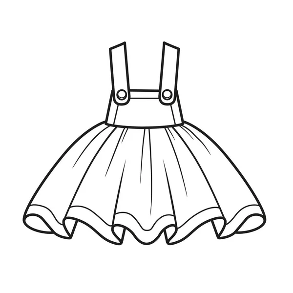 Skirt Bib Straps Outline Coloring White Background — Stock Vector