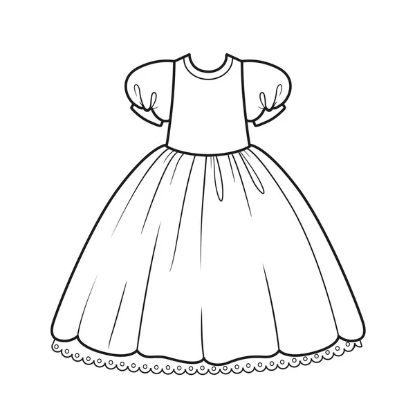 Φουντωτό Φόρεμα Μπάλα Για Μια Πριγκίπισσα Περίγραμμα Για Χρωματισμό Λευκό — Διανυσματικό Αρχείο