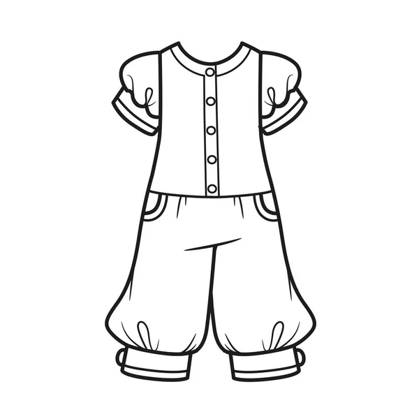 白色底色的有鼓鼓的袖子和袖口轮廓的雅致连衣裙 — 图库矢量图片