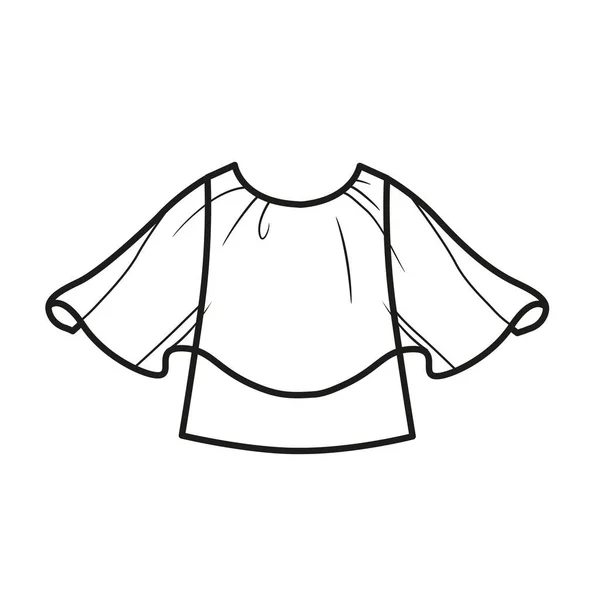 Beyaz Arkaplanda Renklendirme Için Şeffaf Pelerin Çizgisi Olan Bluz — Stok Vektör