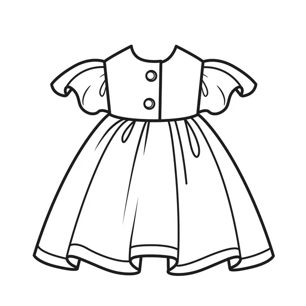 Όμορφο Περίγραμμα Φόρεμα Για Χρωματισμό Λευκό Φόντο — Διανυσματικό Αρχείο
