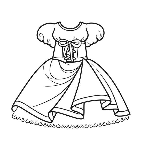 Robe Avec Corset Lacets Contour Jupe Moelleux Pour Coloration Sur — Image vectorielle