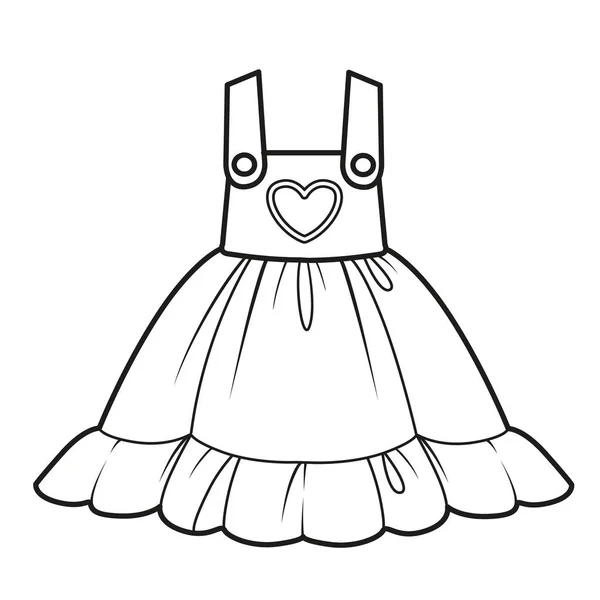 Skirt Bib Applique Heart Straps Outline Coloring White Background — Stock Vector