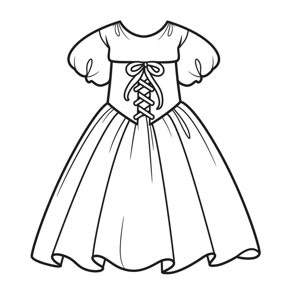 Puffy Φόρεμα Δαντέλα Κορσέ Περίγραμμα Για Χρωματισμό Λευκό Φόντο — Διανυσματικό Αρχείο