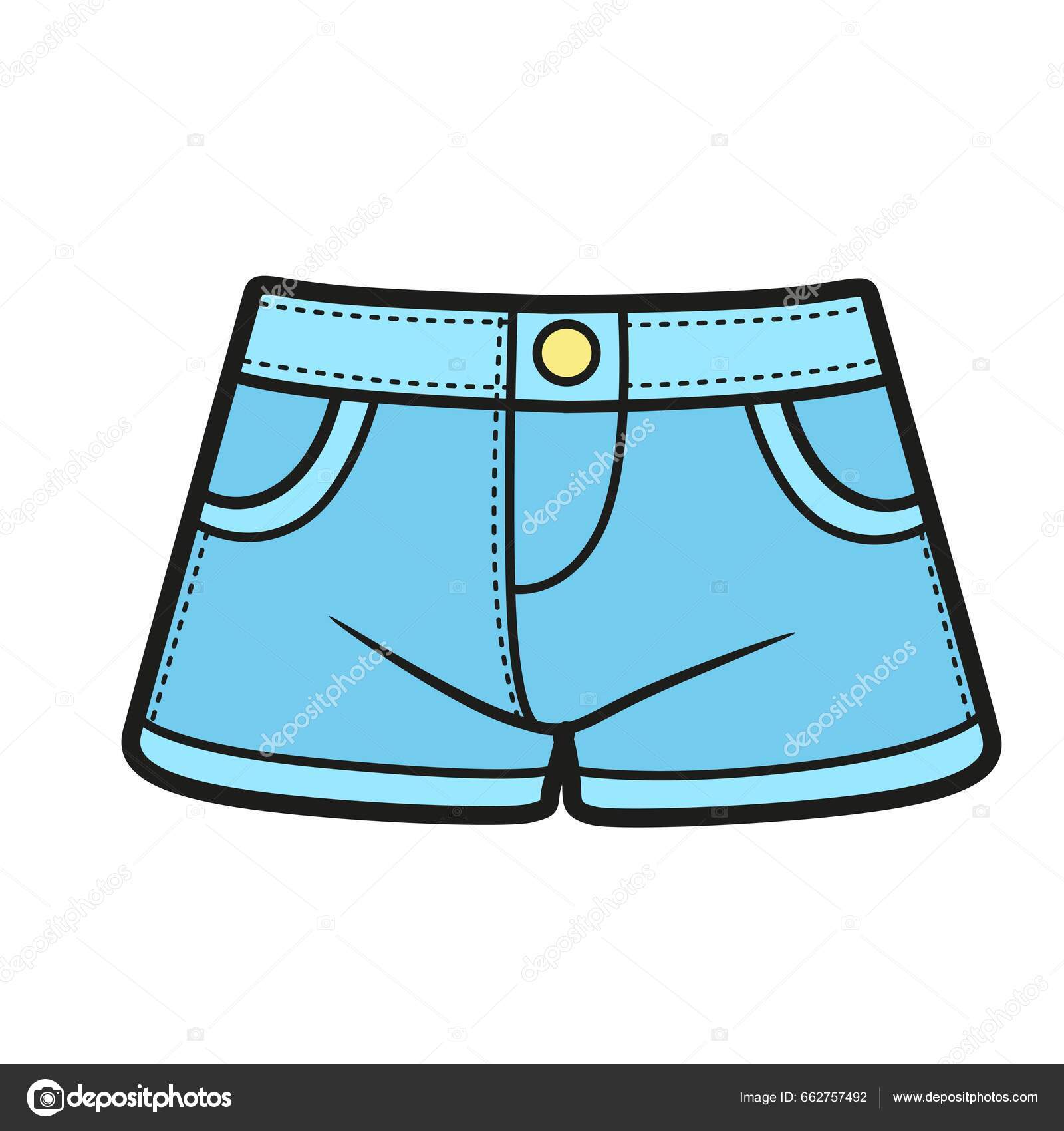 Pantalones Cortos Denim Variación Color Para Colorear Página Sobre