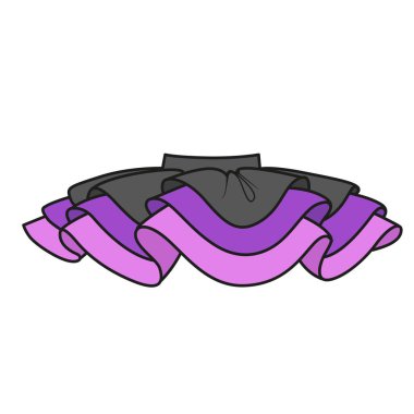 Beyaz arka plandaki renk için zarif pofuduk üç katmanlı etek rengi varyasyonu