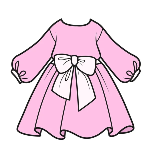 Vestido Manga Larga Con Variación Color Lazo Para Colorear Página — Archivo Imágenes Vectoriales