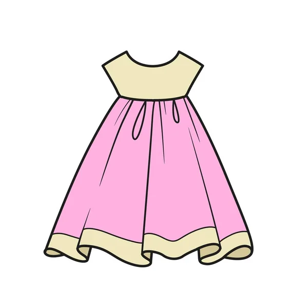 Belle Robe Avec Jupe Moelleuse Variation Couleur Pour Coloration Sur — Image vectorielle
