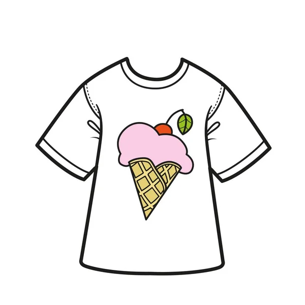 Impression Crème Glacée Sur Shirt Variation Couleur Pour Coloriage Sur — Image vectorielle