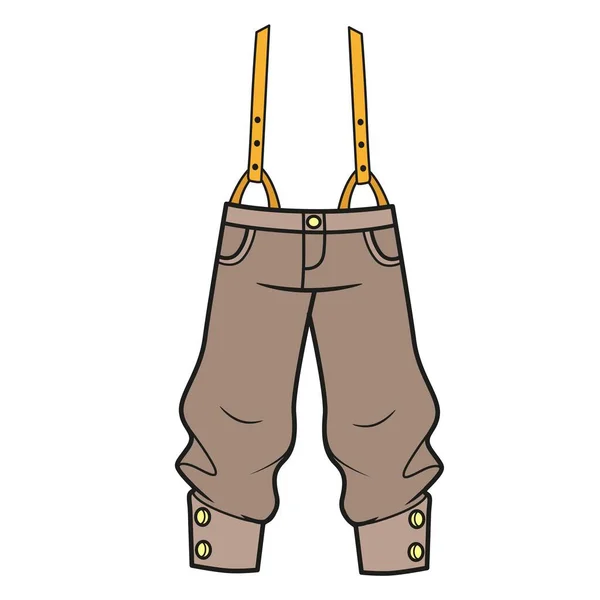 Pantalon Avec Bretelles Boutons Variation Couleur Pour Coloriage Sur Fond — Image vectorielle