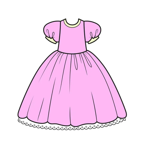 Φουντωτό Φόρεμα Μπάλα Για Μια Παραλλαγή Χρώμα Πριγκίπισσα Για Χρωματισμό — Διανυσματικό Αρχείο