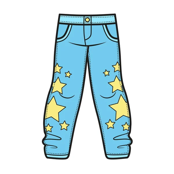 Pantalon Skinny Avec Appliques Étoiles Variation Couleur Pour Coloration Sur — Image vectorielle