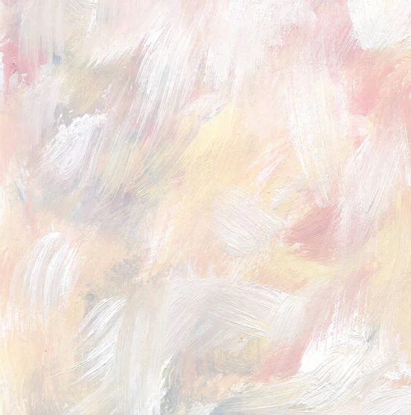 Quadrato Artistico Rosa Bianco Blu Giallo Sfondo Con Pennello Secco — Foto Stock