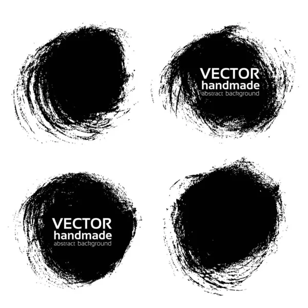 Vektorové Kulaté Ručně Vyrobené Černé Tahy Pozadí Malované Suchým Štětcem — Stockový vektor