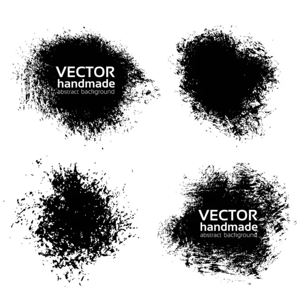 Fond Noir Abstrait Vectoriel Peint Main Par Pinceau Sec Isolé — Image vectorielle