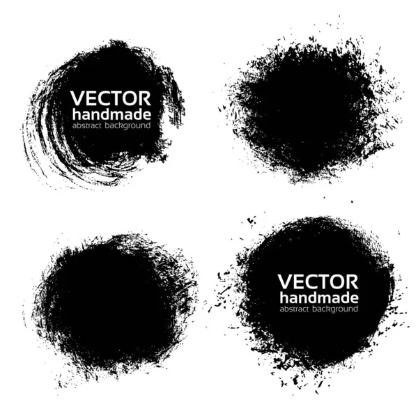 Векторный Абстрактный Круг Текстурированные Черные Штрихи Ручной Работы Фоны Окрашены — стоковый вектор