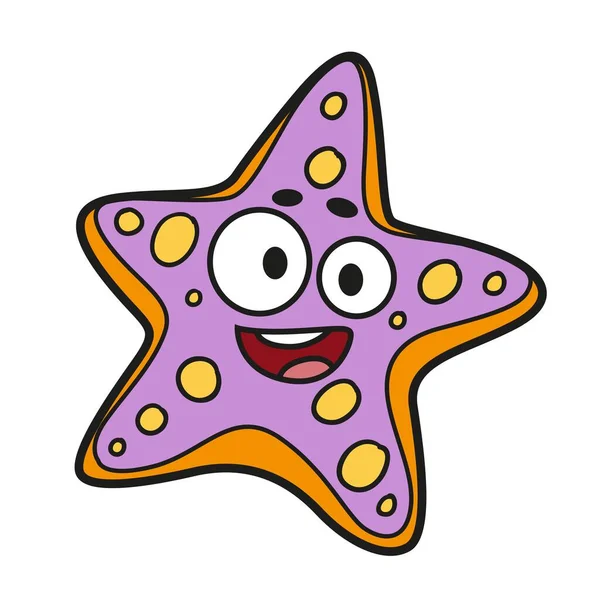 Χαριτωμένο Χρώμα Αστερίας Κινουμένων Σχεδίων Παραλλαγή Για Χρωματισμό Σελίδα Απομονωμένη — Διανυσματικό Αρχείο