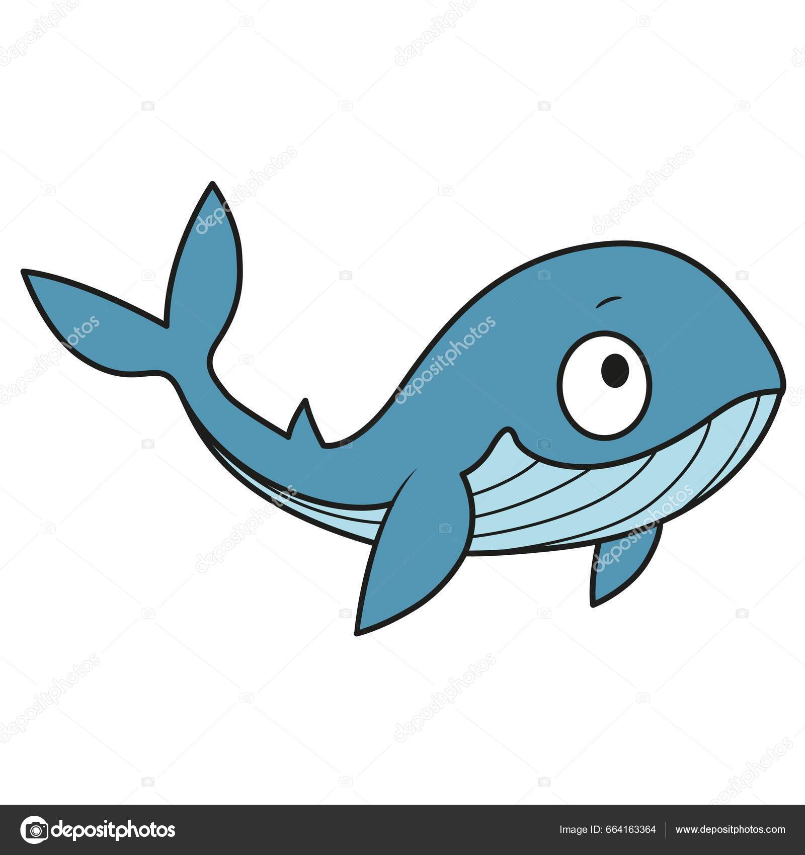 可爱的卡通大鲸的颜色变化用于在白色背景上隔离的着色页面图库矢量图©yadviga 664163364