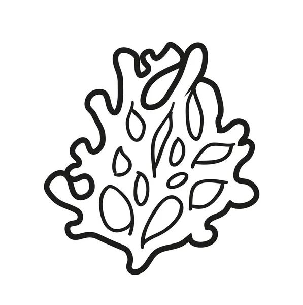 Petit Corail Contour Pour Coloriage Isolé Sur Fond Blanc — Image vectorielle