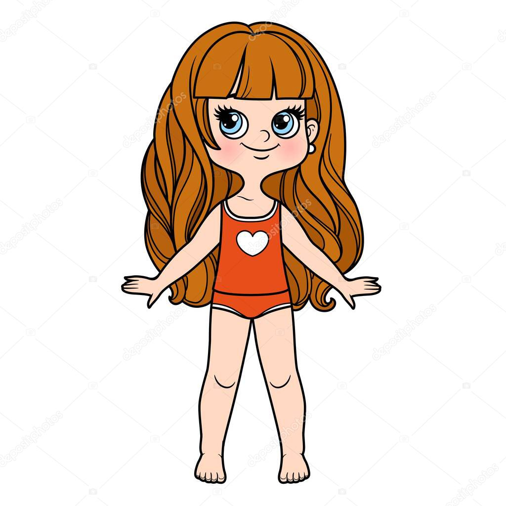 Uzun Dalgalı Saçlı Çamaşırlı Boyama Sayfası Için Yalın Ayaklı Bir ©yadviga  688445968e ait Stok Vektör