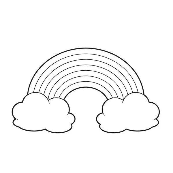 Arc Ciel Dessin Animé Symétrique Pour Coloration Sur Fond Blanc — Image vectorielle