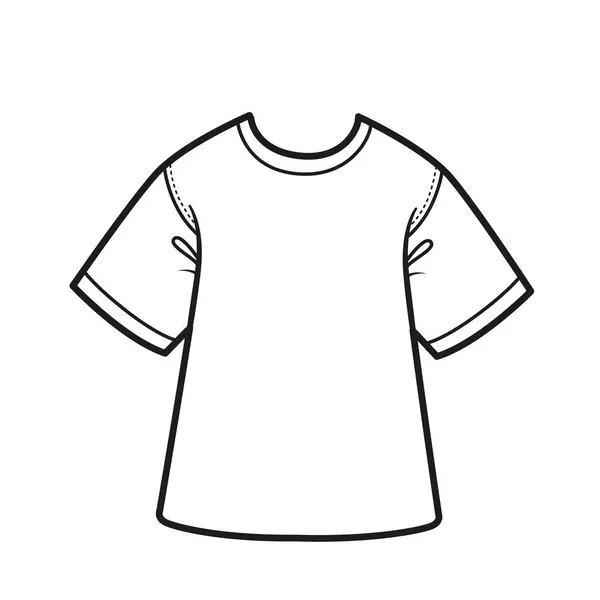 Lakoniczna Prosta Podstawa Bez Nadruku Shirt Kontur Kolorowania Białym Tle — Wektor stockowy