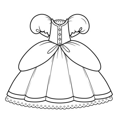 Beyaz arkaplanı boyamak için etekli balo elbisesi.