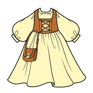 Witch yellow dress with corset and attached handbag color variation clipart