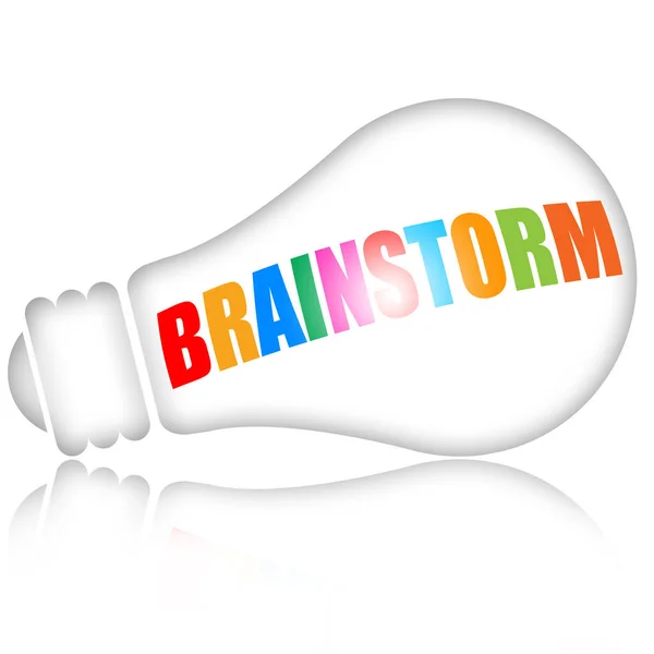 Elektrik Ampulü Beyaz Arkaplanda Izole Edilmiş Renkli Harflerle Beyin Fırtınası — Stok fotoğraf