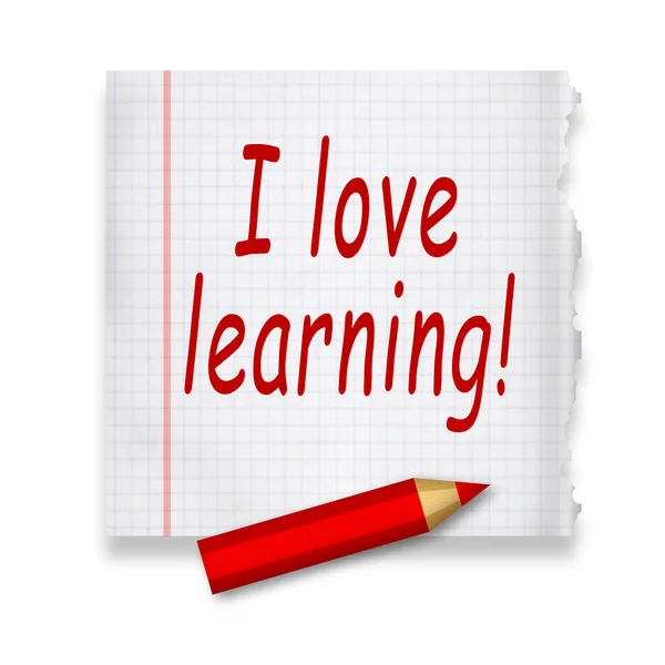 Love Learning Handwritten Phrase Red Pencil — Stock Photo, Image