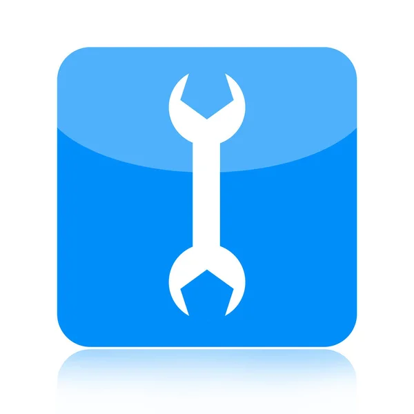 Spanner Wrench Tool Blue Glossy Icon Isolated White Background — Stock Photo, Image