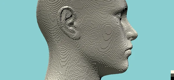 Abstracte Digitale Menselijke Hoofd Construeren Van Kubussen Minimalistisch Design Voor — Stockvector