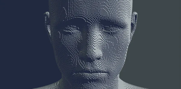 Abstrakcyjna Cyfrowa Ludzka Głowa Zbudowana Kostek Minimalistyczny Design Prezentacji Biznesowych — Wektor stockowy