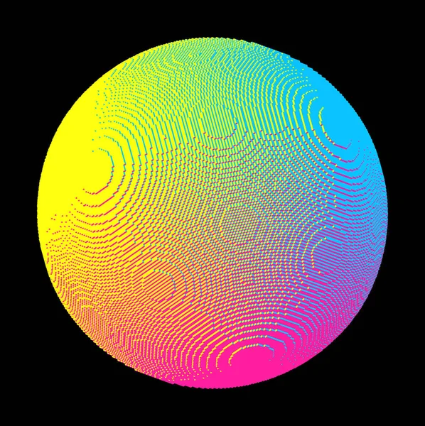 Sphère Faite Cubes Élément Pour Conception Art Géométrique Primitif Voxel — Image vectorielle
