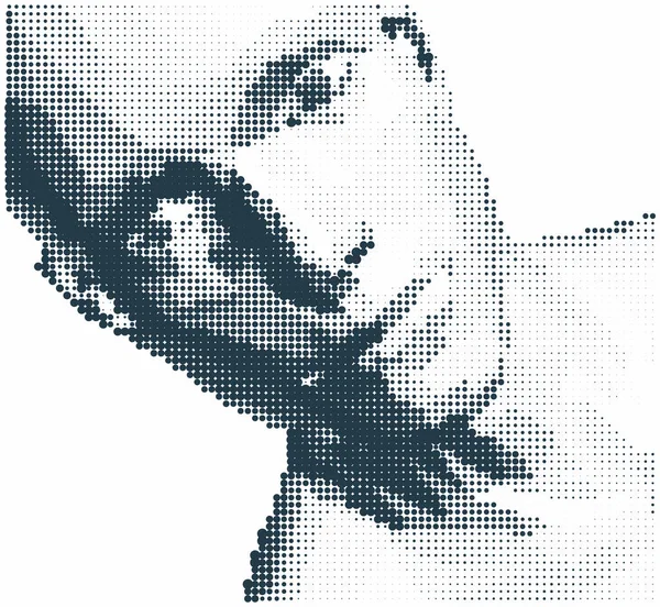 Abstrakter Männerkopf Aus Punkten Gesichtserkennung Nahaufnahme Porträt Eines Mannes Digitale — Stockvektor