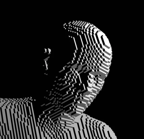 Отрезанная Человеческая Голова Кубиков Минималистичный Дизайн Презентаций Листовок Плакатов Концепция — стоковый вектор