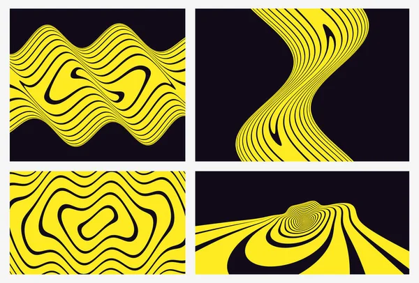 黑色和黄色的设计 带光学错觉的图案 几何背景由条纹组成 小册子 传单或横幅的3D矢量插图 免版税图库矢量图片