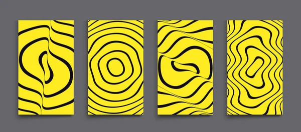 Diseño Negro Amarillo Patrón Con Ilusión Óptica Fondo Geométrico Por — Vector de stock