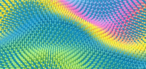 具有动态效果的波浪形表面 分子抽象背景 细胞层 3D科学或医学病媒图解 — 图库矢量图片