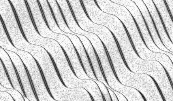 Abstract Stippled Halftoned Waves Background Black Noise Dots Wavy Surface — Stockový vektor