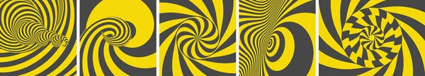 Pattern Optical Illusion Black Yellow Design Abstract Striped Background Vector — ストックベクタ