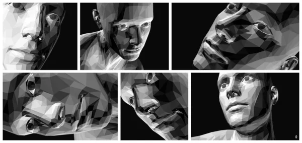 Ілюстрація Людського Обличчя Створеного Полігональному Стилі Векторний Дизайн Банера Флаєра Стоковий вектор