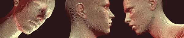Абстрактна Цифрова Людська Голова Побудована Кубиків Мінімалістичний Дизайн Бізнес Презентацій — стоковий вектор