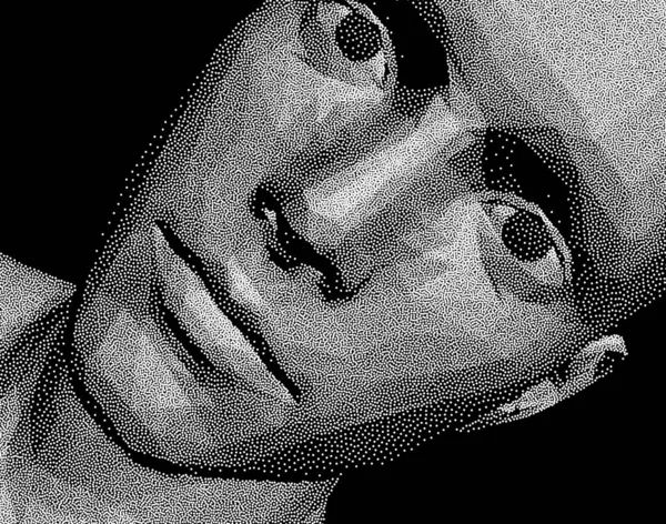 抽象的な男の頭の点から作られた カバーデザインテンプレート 顔認識 テクノロジーの概念 サイバーセキュリティベクトル図 バナー チラシ ポスターやパンフレットのための3Dベクトルイラスト — ストックベクタ