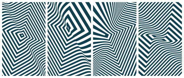 黑白正方形的光学艺术图解 几何背景由条纹组成 小册子 传单或横幅的3D矢量图案 — 图库矢量图片