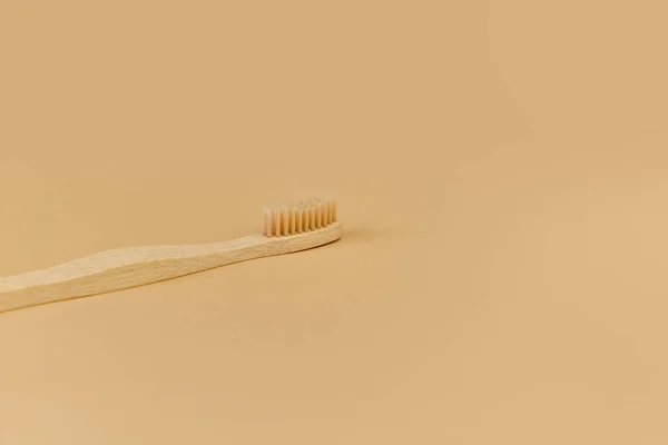 Bamboo Wooden Toothbrushe Beige Background Eco Friendly Plastic Free Zero — Stock Photo, Image