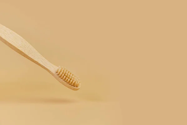 Bamboo Wooden Toothbrushe Beige Background Eco Friendly Plastic Free Zero — Stock Photo, Image