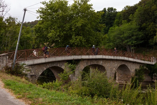 Pont Moulin Sur Rivière Bidouze Long Chemin Puy Dans Les — Photo